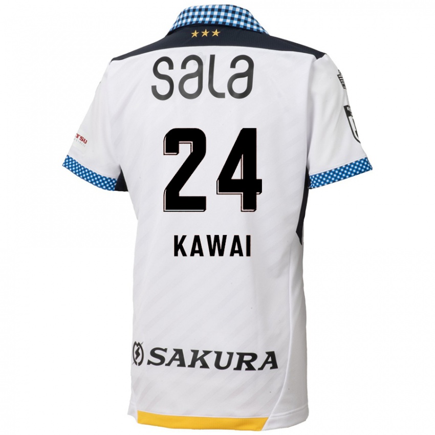 Hombre Camiseta Yuki Kawai #24 Blanco Negro 2ª Equipación 2024/25 La Camisa Chile