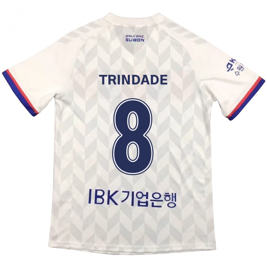 Hombre Camiseta Matheus Trindade #8 Blanco Azul 2ª Equipación 2024/25 La Camisa Chile