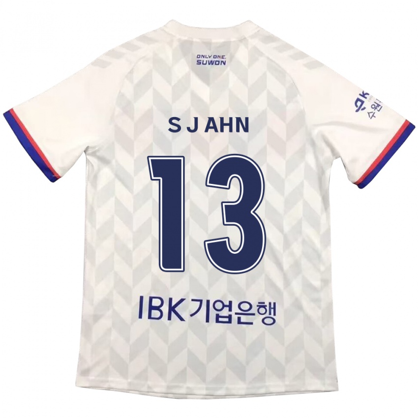 Hombre Camiseta Jun-Su Ahn #13 Blanco Azul 2ª Equipación 2024/25 La Camisa Chile