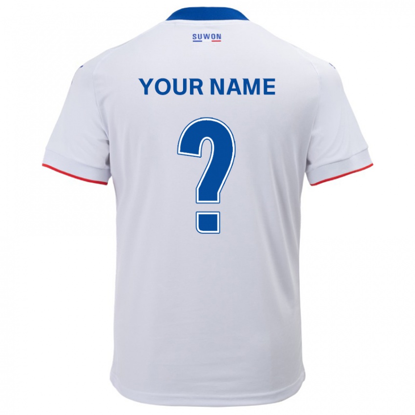 Hombre Camiseta Su Nombre #0 Blanco Azul 2ª Equipación 2024/25 La Camisa Chile