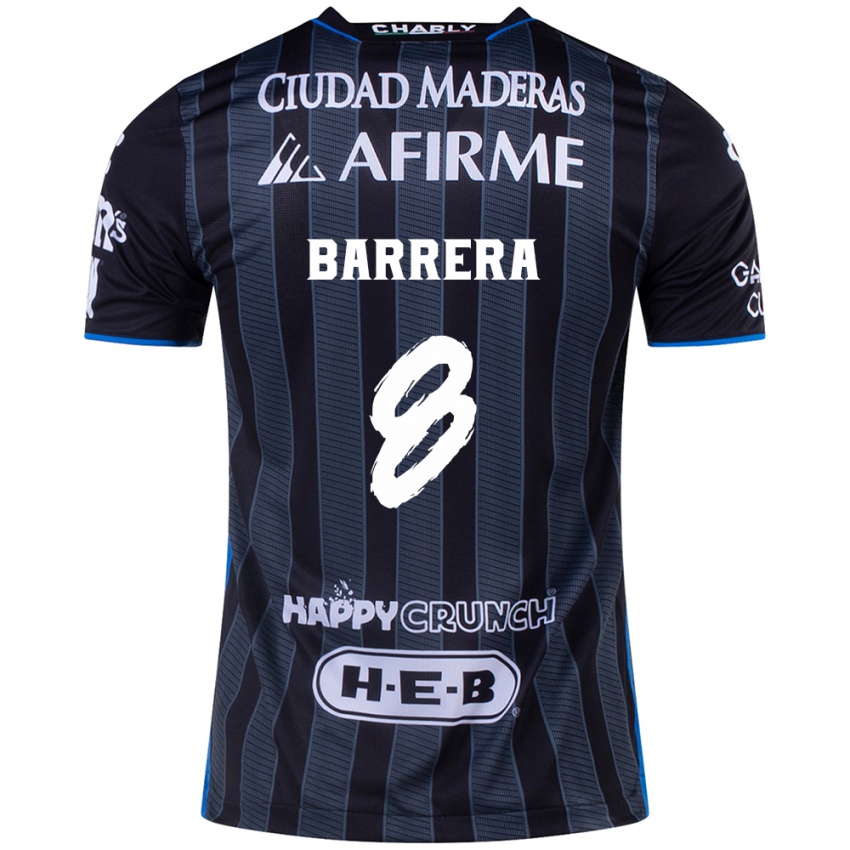 Hombre Camiseta Pablo Barrera #8 Blanco Negro 2ª Equipación 2024/25 La Camisa Chile