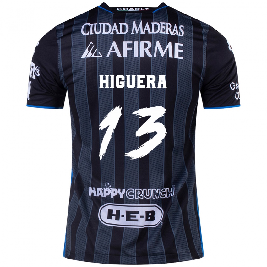 Hombre Camiseta Carlos Higuera #13 Blanco Negro 2ª Equipación 2024/25 La Camisa Chile