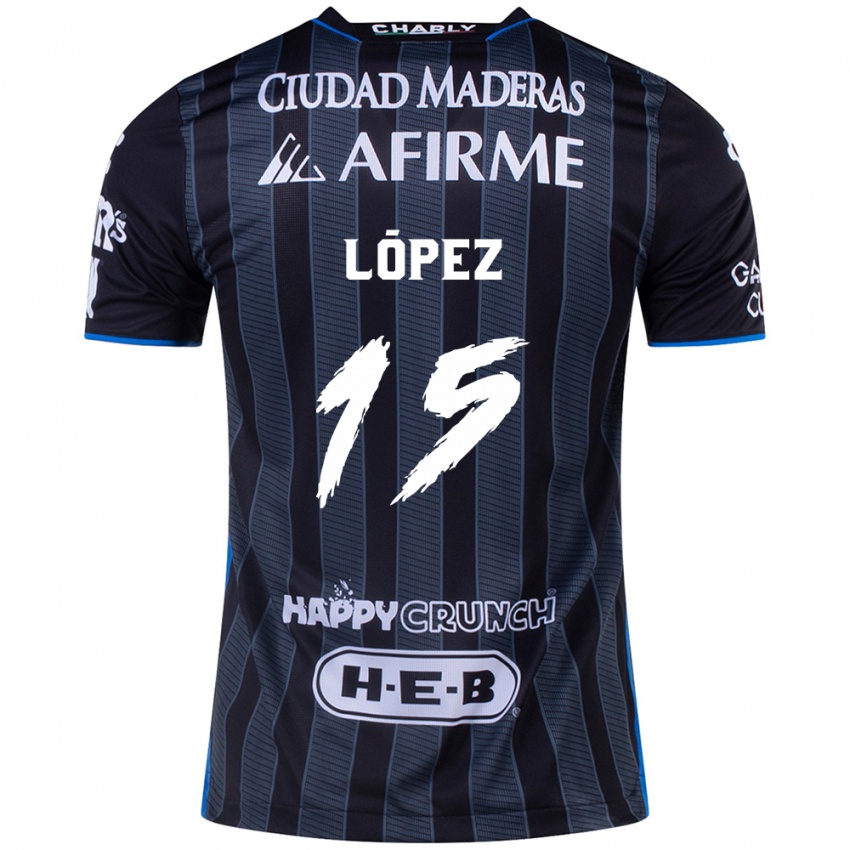 Hombre Camiseta Victor Lopez #15 Blanco Negro 2ª Equipación 2024/25 La Camisa Chile