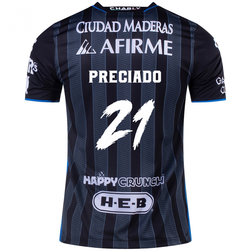 Hombre Camiseta Ayrton Preciado #21 Blanco Negro 2ª Equipación 2024/25 La Camisa Chile