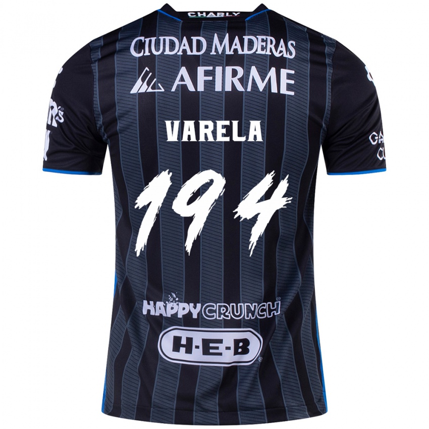 Hombre Camiseta José Varela #194 Blanco Negro 2ª Equipación 2024/25 La Camisa Chile