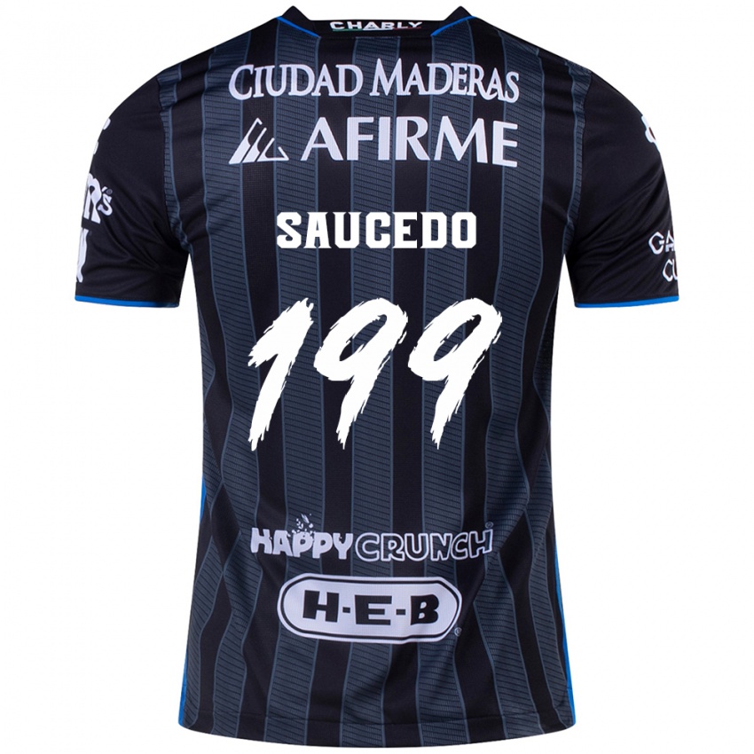 Hombre Camiseta Christian Saucedo #199 Blanco Negro 2ª Equipación 2024/25 La Camisa Chile