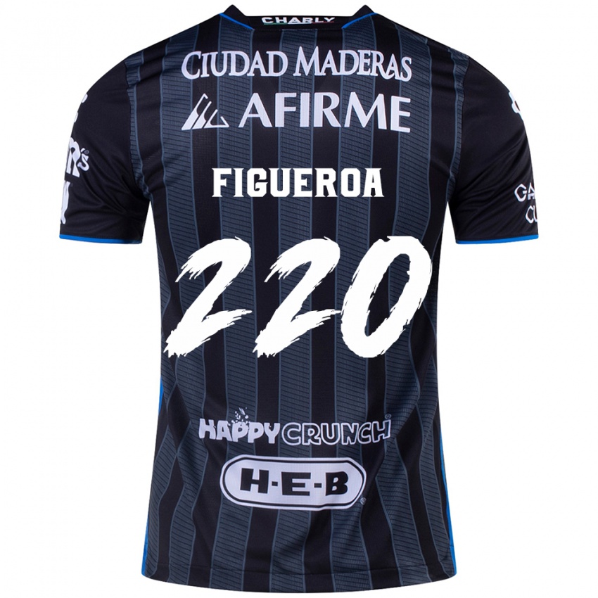 Hombre Camiseta Christopher Figueroa #220 Blanco Negro 2ª Equipación 2024/25 La Camisa Chile