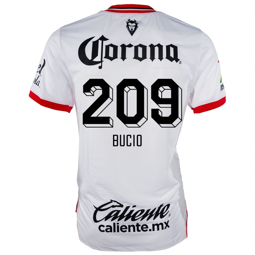 Hombre Camiseta Sebastián Bucio #209 Blanco Rojo 2ª Equipación 2024/25 La Camisa Chile