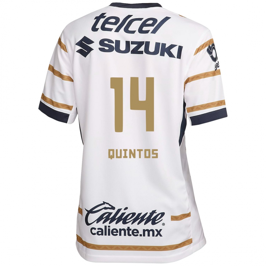 Mujer Camiseta Bibiana Quintos #14 Obsidiana Blanca 1ª Equipación 2024/25 La Camisa Chile