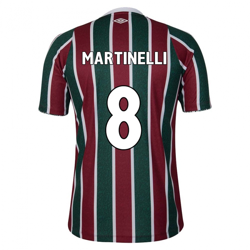 Mujer Camiseta Martinelli #8 Verde Granate Blanco 1ª Equipación 2024/25 La Camisa Chile