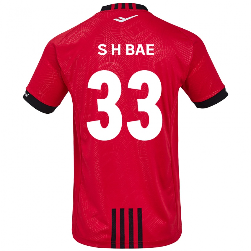 Mujer Camiseta Hyun-Seo Bae #33 Negro Rojo 1ª Equipación 2024/25 La Camisa Chile