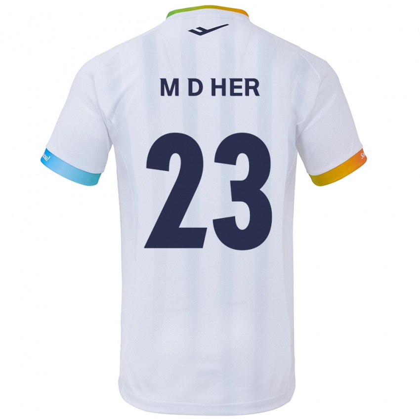 Mujer Camiseta Dong-Min Her #23 Blanco Azul 2ª Equipación 2024/25 La Camisa Chile