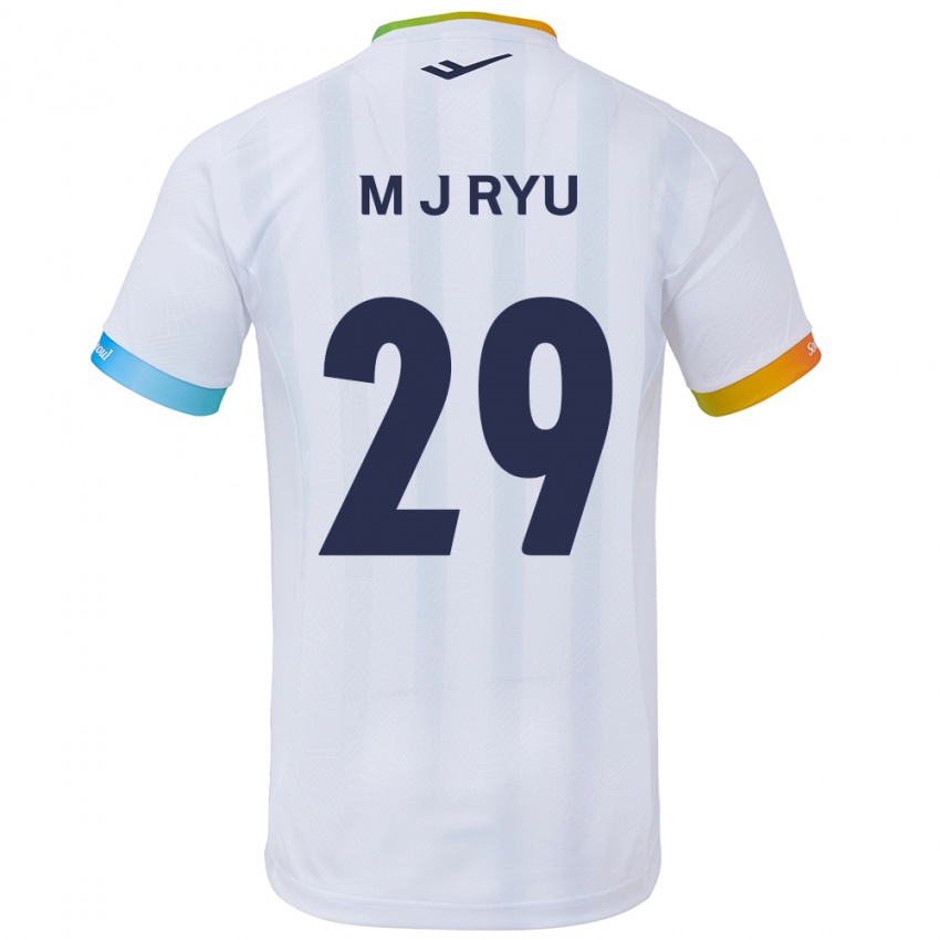 Mujer Camiseta Jae-Moon Ryu #29 Blanco Azul 2ª Equipación 2024/25 La Camisa Chile