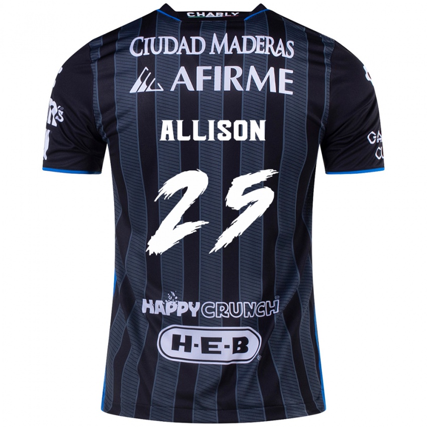 Mujer Camiseta Guillermo Allison #25 Blanco Negro 2ª Equipación 2024/25 La Camisa Chile