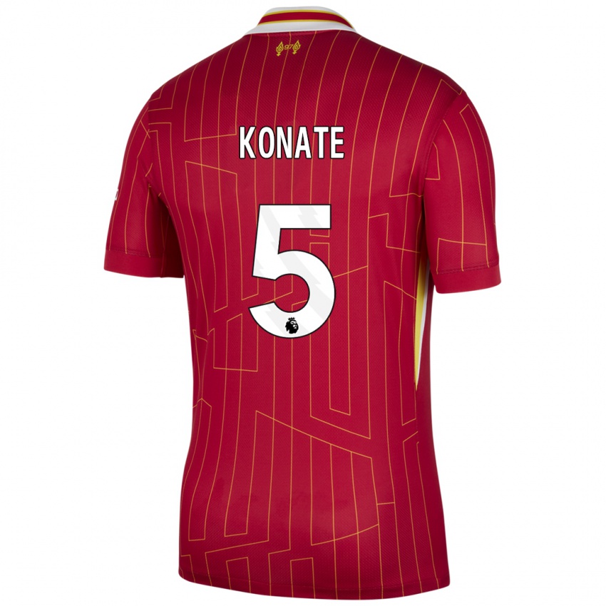 Niño Camiseta Ibrahima Konate #5 Rojo Amarillo Blanco 1ª Equipación 2024/25 La Camisa Chile