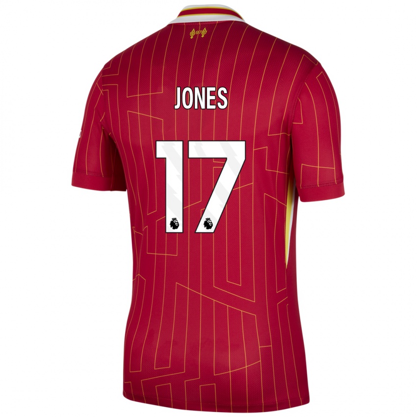 Niño Camiseta Curtis Jones #17 Rojo Amarillo Blanco 1ª Equipación 2024/25 La Camisa Chile