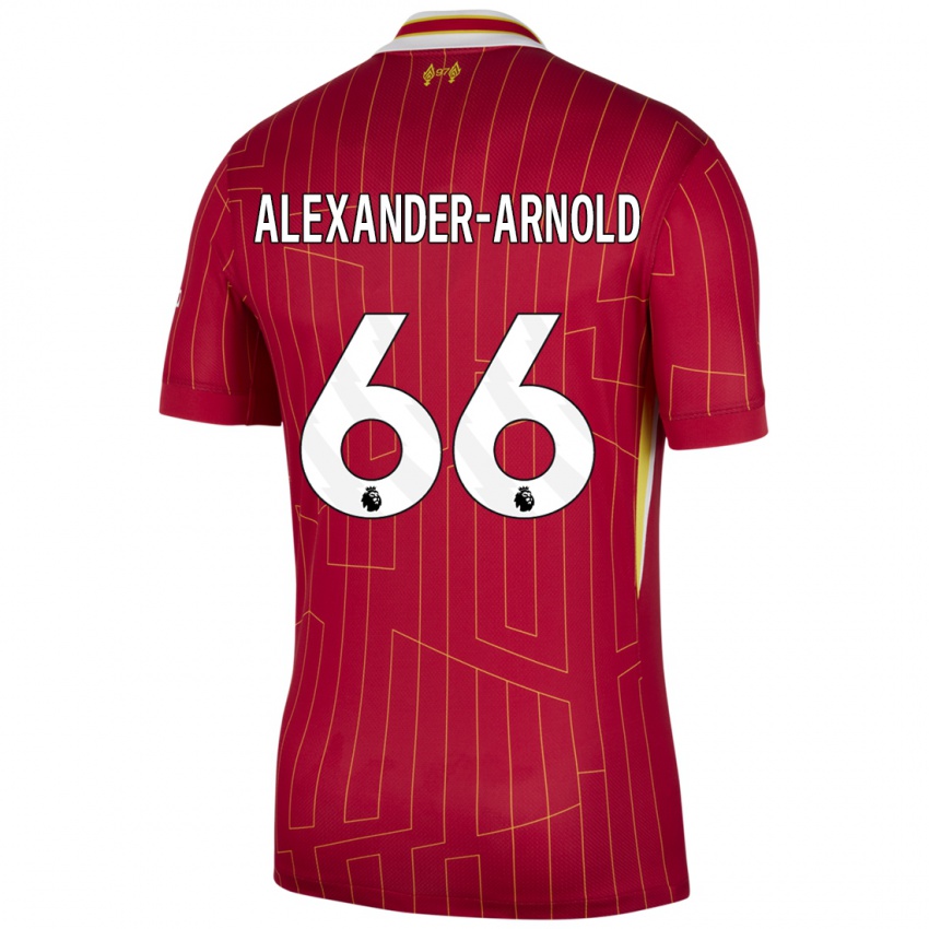 Niño Camiseta Trent Alexander-Arnold #66 Rojo Amarillo Blanco 1ª Equipación 2024/25 La Camisa Chile