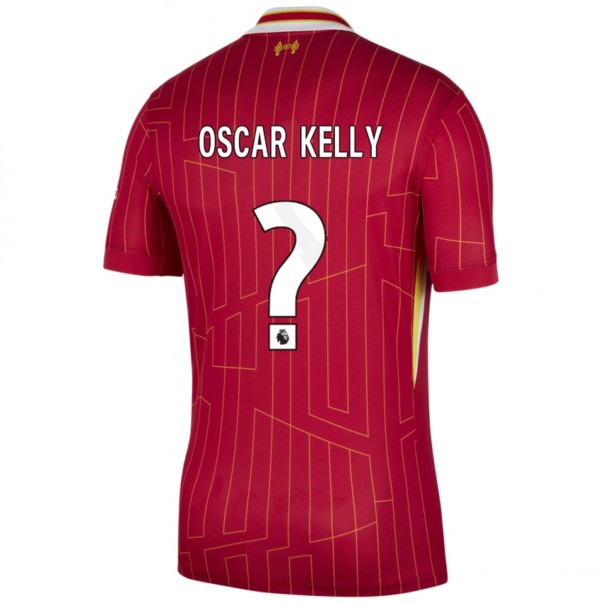 Niño Camiseta Oscar Kelly #0 Rojo Amarillo Blanco 1ª Equipación 2024/25 La Camisa Chile