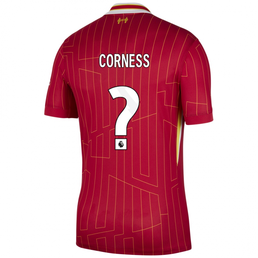 Niño Camiseta Dominic Corness #0 Rojo Amarillo Blanco 1ª Equipación 2024/25 La Camisa Chile