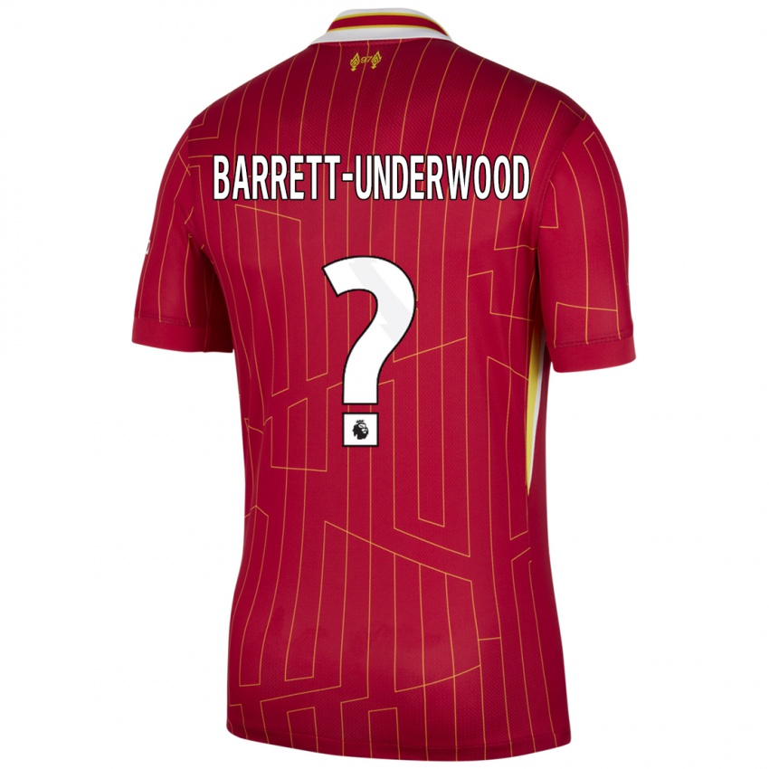 Niño Camiseta Keehan Barrett-Underwood #0 Rojo Amarillo Blanco 1ª Equipación 2024/25 La Camisa Chile