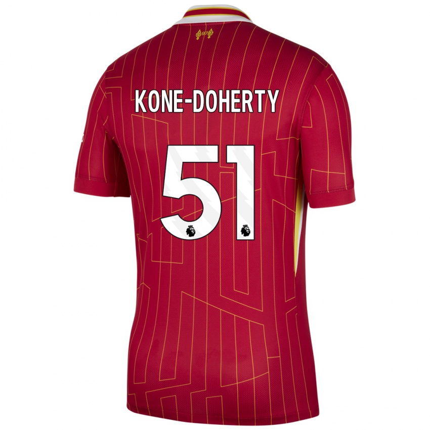 Niño Camiseta Trent Kone-Doherty #51 Rojo Amarillo Blanco 1ª Equipación 2024/25 La Camisa Chile