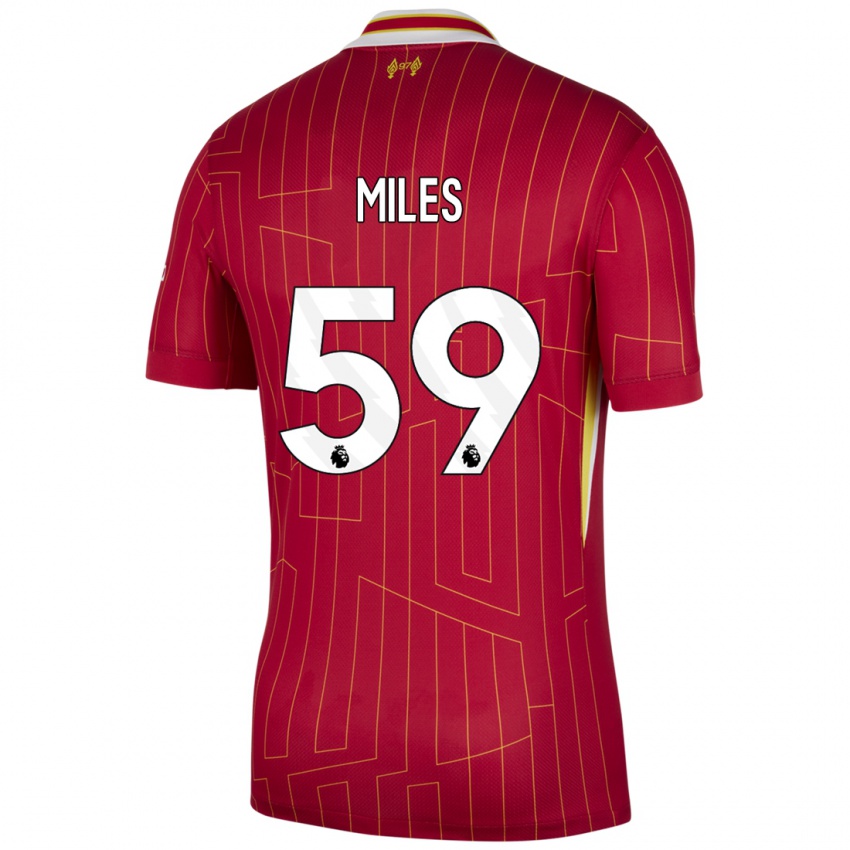 Niño Camiseta Terence Miles #59 Rojo Amarillo Blanco 1ª Equipación 2024/25 La Camisa Chile