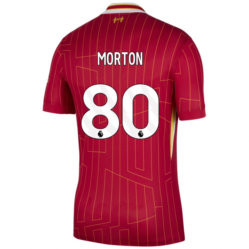 Niño Camiseta Tyler Morton #80 Rojo Amarillo Blanco 1ª Equipación 2024/25 La Camisa Chile