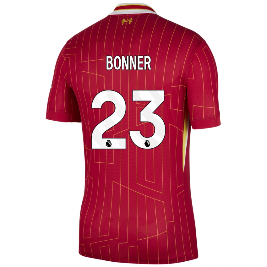 Niño Camiseta Gemma Bonner #23 Rojo Amarillo Blanco 1ª Equipación 2024/25 La Camisa Chile