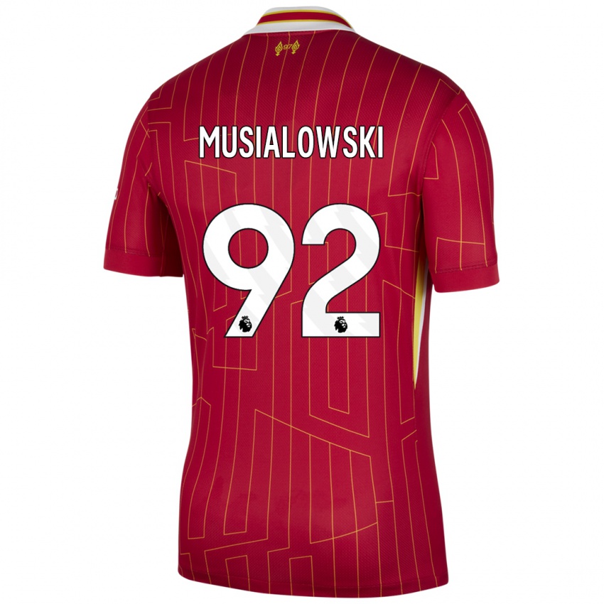 Niño Camiseta Mateusz Musialowski #92 Rojo Amarillo Blanco 1ª Equipación 2024/25 La Camisa Chile