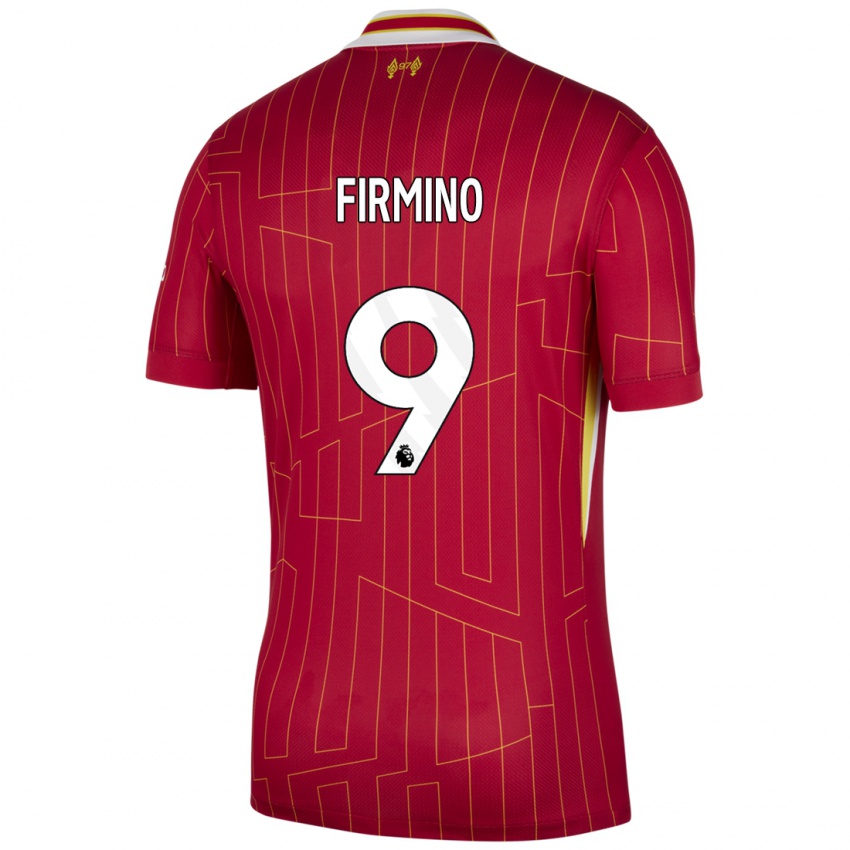 Niño Camiseta Roberto Firmino #9 Rojo Amarillo Blanco 1ª Equipación 2024/25 La Camisa Chile