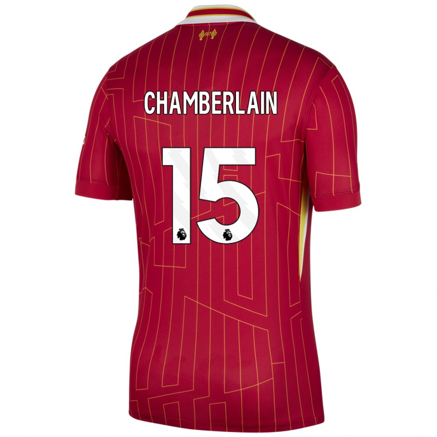 Niño Camiseta Alex Oxlade Chamberlain #15 Rojo Amarillo Blanco 1ª Equipación 2024/25 La Camisa Chile