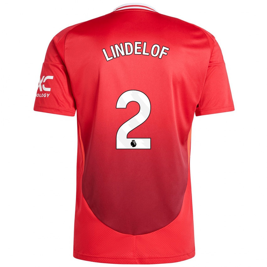 Niño Camiseta Victor Lindelof #2 Rojo Brillante 1ª Equipación 2024/25 La Camisa Chile