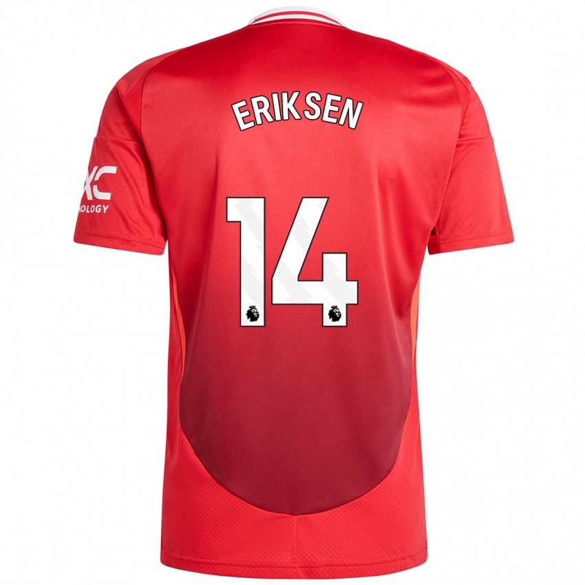 Niño Camiseta Christian Eriksen #14 Rojo Brillante 1ª Equipación 2024/25 La Camisa Chile