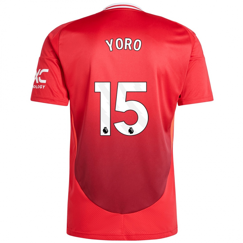 Niño Camiseta Leny Yoro #15 Rojo Brillante 1ª Equipación 2024/25 La Camisa Chile