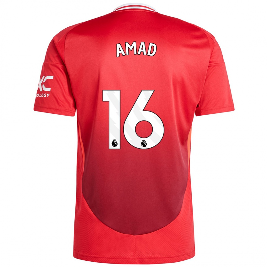 Niño Camiseta Amad Diallo #16 Rojo Brillante 1ª Equipación 2024/25 La Camisa Chile