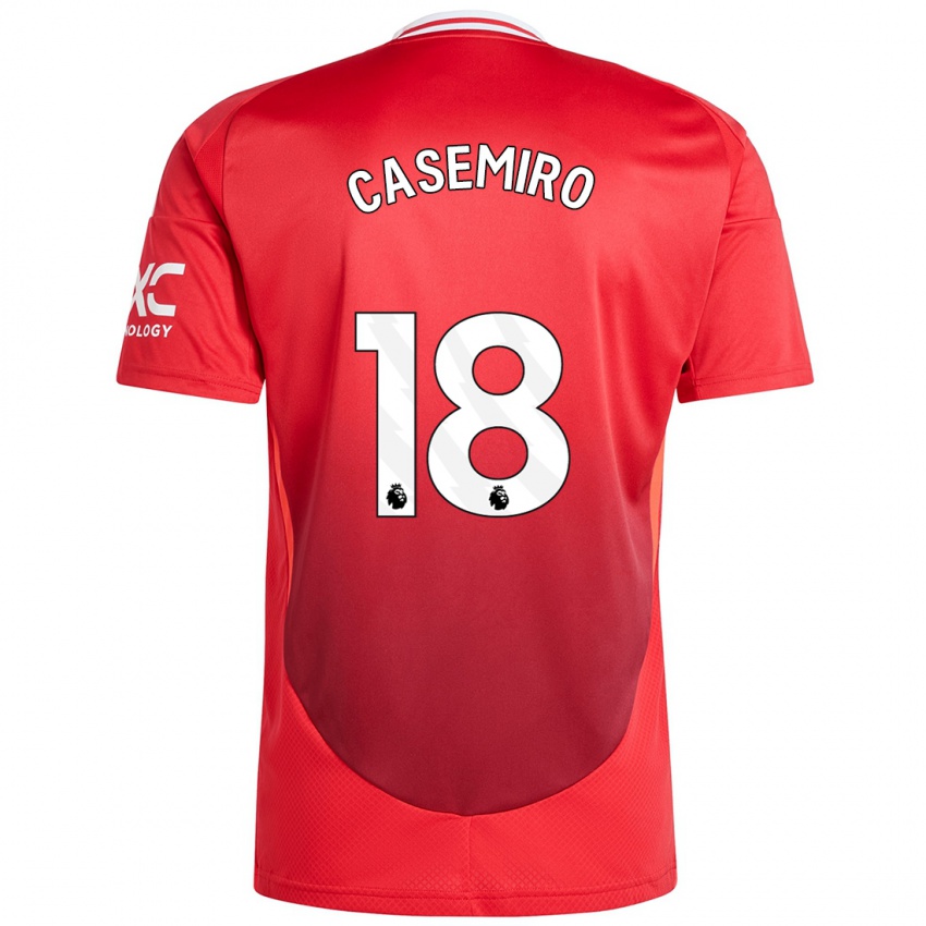 Niño Camiseta Casemiro #18 Rojo Brillante 1ª Equipación 2024/25 La Camisa Chile