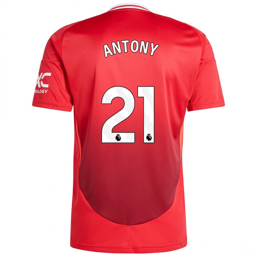 Niño Camiseta Antony #21 Rojo Brillante 1ª Equipación 2024/25 La Camisa Chile