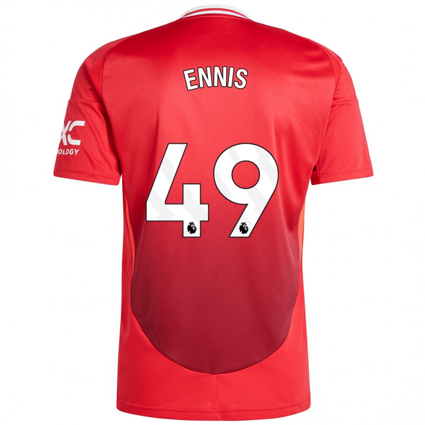 Niño Camiseta Ethan Ennis #49 Rojo Brillante 1ª Equipación 2024/25 La Camisa Chile