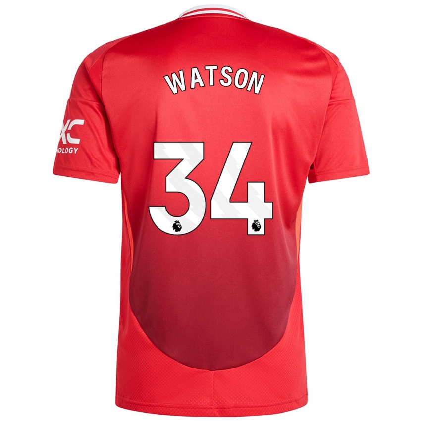 Niño Camiseta Emma Watson #34 Rojo Brillante 1ª Equipación 2024/25 La Camisa Chile