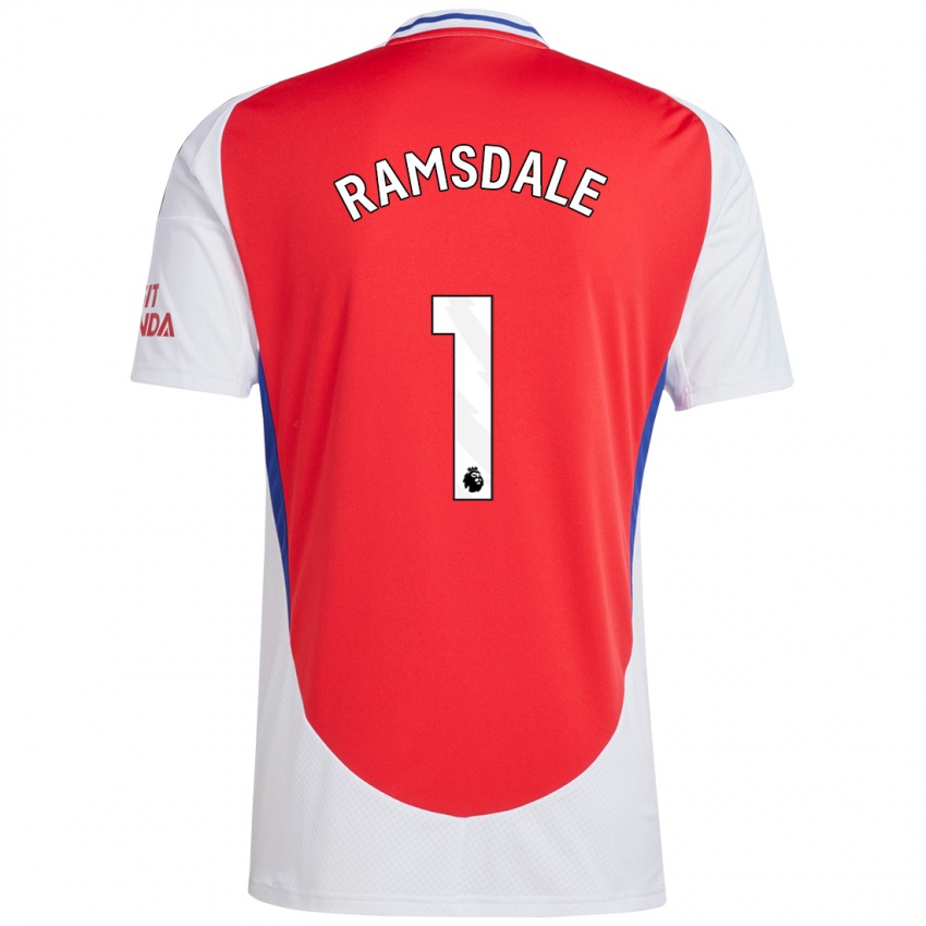 Niño Camiseta Aaron Ramsdale #1 Rojo Blanco 1ª Equipación 2024/25 La Camisa Chile