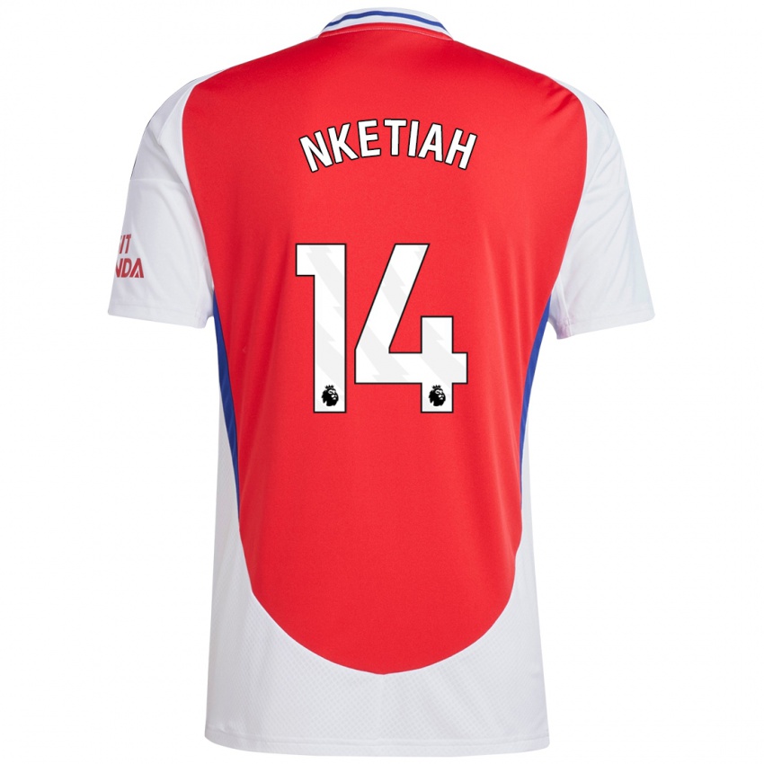 Niño Camiseta Eddie Nketiah #14 Rojo Blanco 1ª Equipación 2024/25 La Camisa Chile