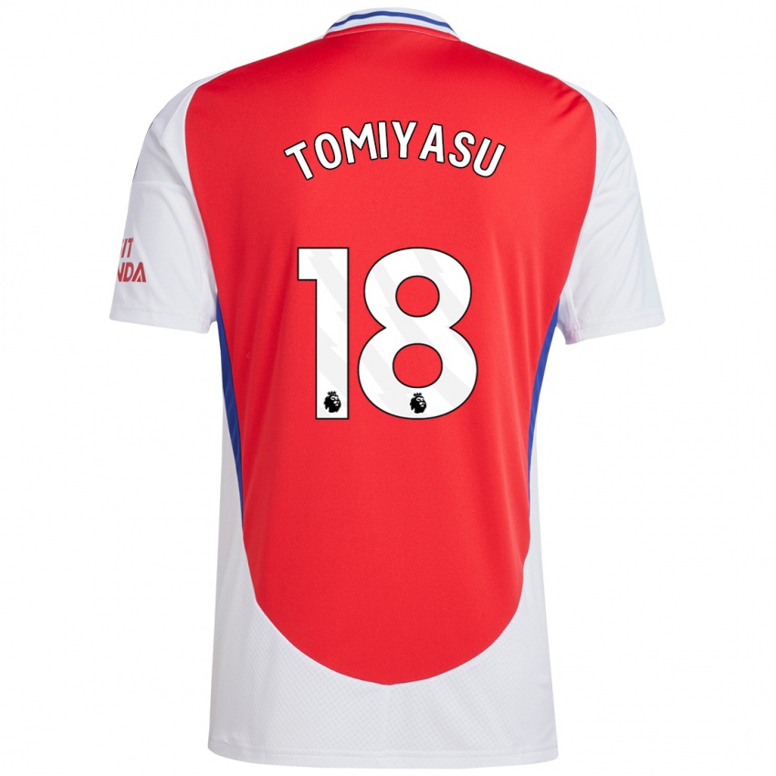 Niño Camiseta Takehiro Tomiyasu #18 Rojo Blanco 1ª Equipación 2024/25 La Camisa Chile