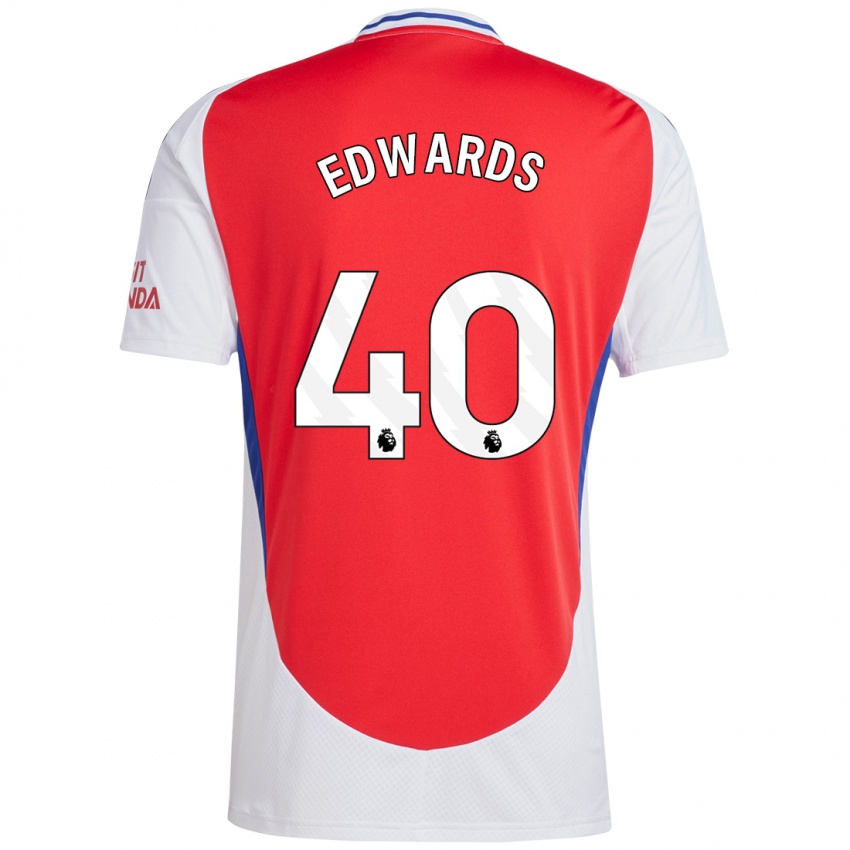 Niño Camiseta Khayon Edwards #40 Rojo Blanco 1ª Equipación 2024/25 La Camisa Chile