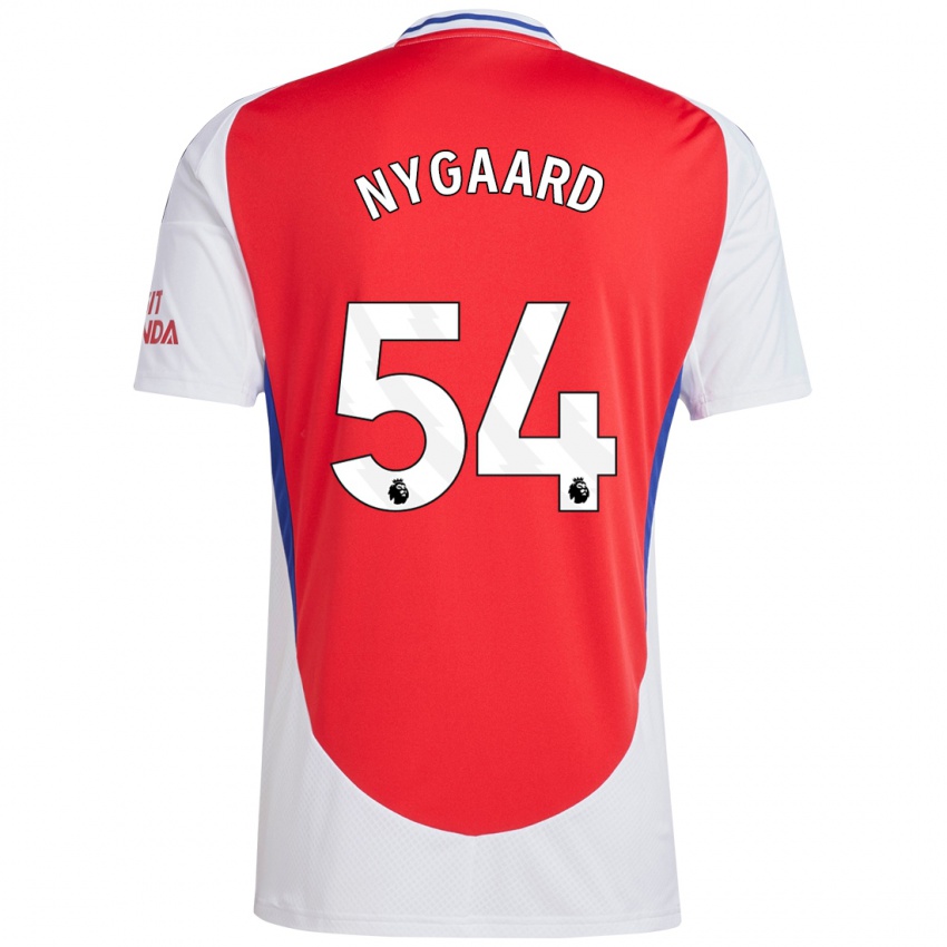 Niño Camiseta Lucas Nygaard #54 Rojo Blanco 1ª Equipación 2024/25 La Camisa Chile