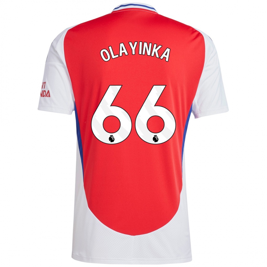 Niño Camiseta James Olayinka #66 Rojo Blanco 1ª Equipación 2024/25 La Camisa Chile