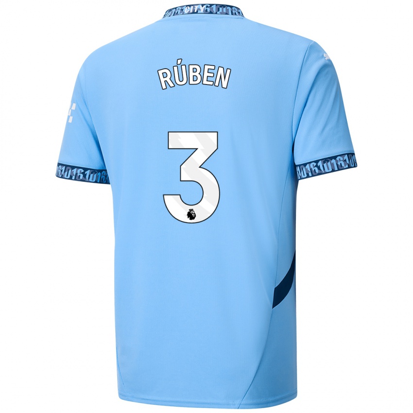 Niño Camiseta Ruben Dias #3 Azul Marino 1ª Equipación 2024/25 La Camisa Chile