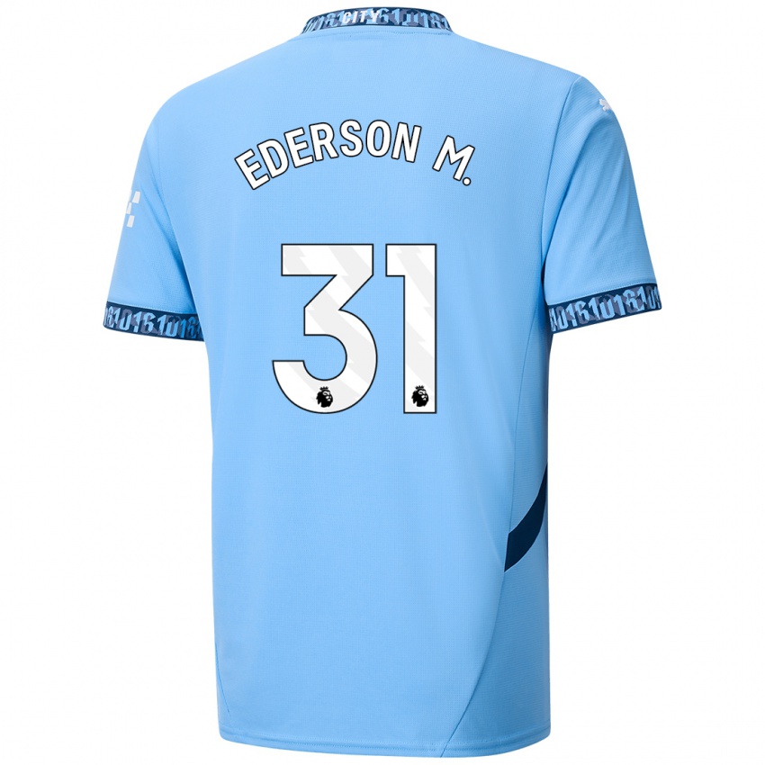 Niño Camiseta Ederson Moraes #31 Azul Marino 1ª Equipación 2024/25 La Camisa Chile