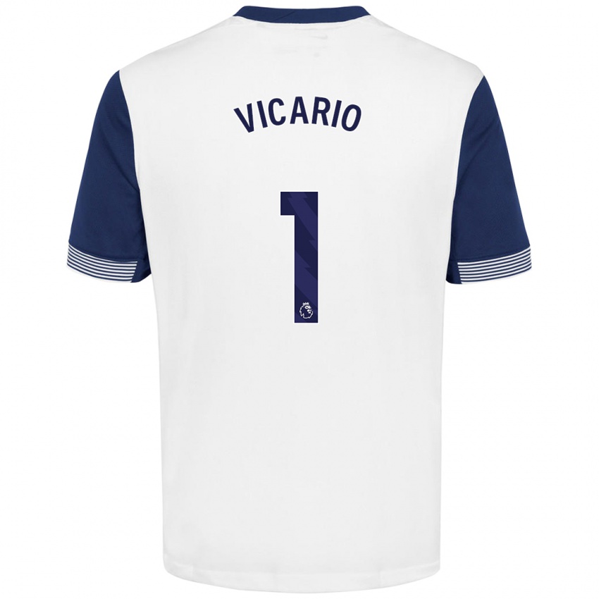 Niño Camiseta Guglielmo Vicario #1 Blanco Azul 1ª Equipación 2024/25 La Camisa Chile