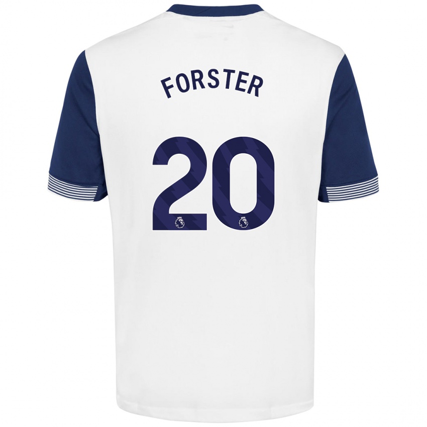 Niño Camiseta Fraser Forster #20 Blanco Azul 1ª Equipación 2024/25 La Camisa Chile