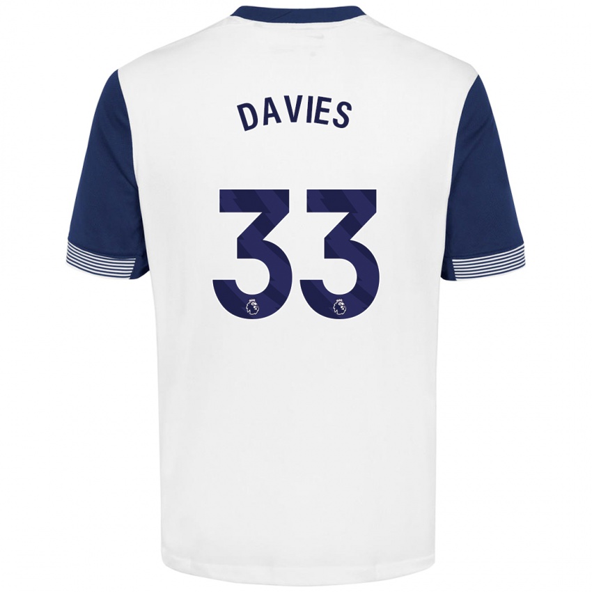 Niño Camiseta Ben Davies #33 Blanco Azul 1ª Equipación 2024/25 La Camisa Chile